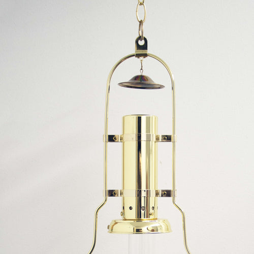 Handcrafted deluxe hanging oil lamp featuring a gleaming solid brass frame with a polished finish, ideal for Farm, Garden & Tool, Lamps & Lighting, Emergency Supplies, Oil Lamps, and Best Sellers collections.