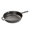 Handcrafted cast iron skillet with a long handle and helper grip, made in USA, designed for lasting heat retention and versatile use in Kitchen & Food, Cookware, Cast Iron, and Best Sellers collections.