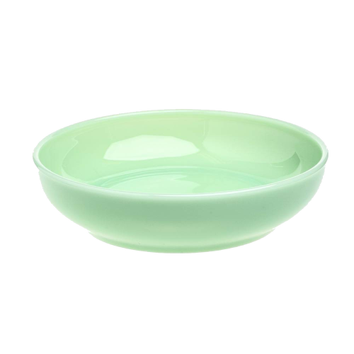Hand-pressed pastel green glass bowl with a smooth glossy finish, 7-inch diameter, crafted in the USA, perfect for Kitchen & Food, Dinnerware, and Storage and Serving collections.