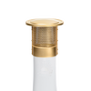 Brass-colored metal heatshield with perforated sides and solid top dome, designed to fit atop an oil lamp chimney to protect mantles and repel insects, featured in Lamps & Lighting, Parts and Accessories, Wicks and Mantles, Best Sellers, and Promo Eligible collections.