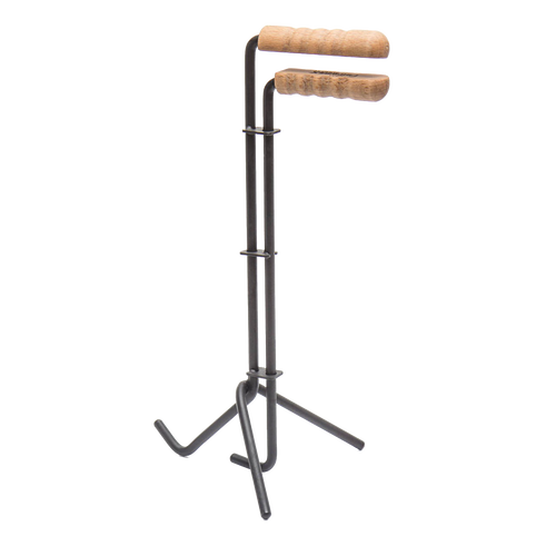 Steel lid lifter with dual wooden handles designed for safely lifting hot Dutch oven lids, perfect for farm, garden, camping, and best seller tool collections.