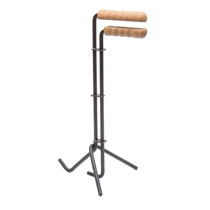 Steel lid lifter with dual wooden handles designed for safely lifting hot Dutch oven lids, perfect for farm, garden, camping, and best seller tool collections.