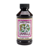 Dark amber bottle of double strength Tahitian vanilla extract with floral label, featuring natural and pure ingredients, fitting Kitchen & Food and Pantry collections.