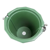 Green poly ice cream freezer bucket interior with three metal latch clasps, handcrafted Amish made, ideal for kitchen specialty equipment and homemade ice cream making.