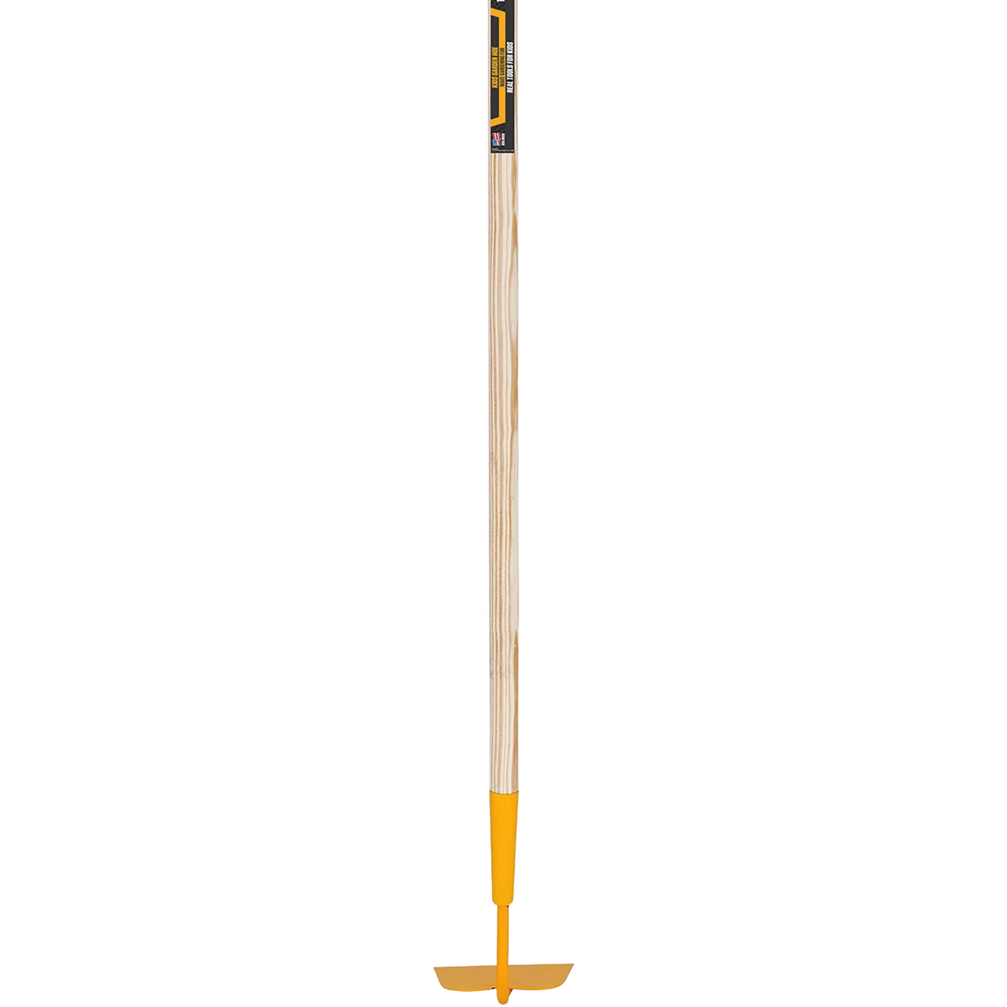 Child-sized durable gardening hoe with a yellow metal head and natural wooden handle, designed for ages 6 and up with adult supervision, featured in Toys, Books & Games, Children's Toys, Outdoor Play, Best Sellers, and Promo Eligible collections.