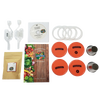 Handcrafted fermenting kit featuring two jar-top fermentors with orange lids, airlocks, gaskets, salt packet, and recipe guide, designed for Kitchen & Food, Food Preservation, and USA Made collections.