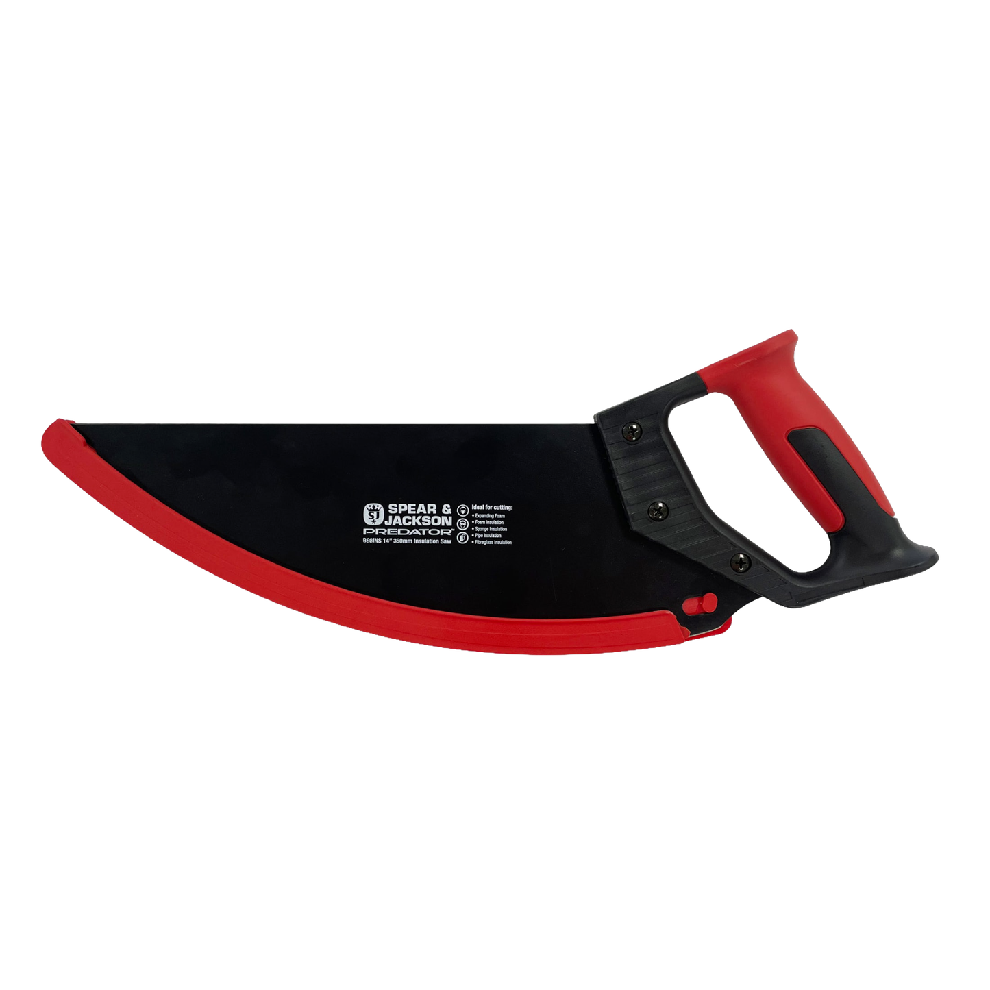 Insulation saw with durable carbon steel curved blade and ergonomic red and black handle designed for smooth cutting of foam and insulation materials, ideal for Farm, Garden & Tool and Hand Tools and Hardware collections.