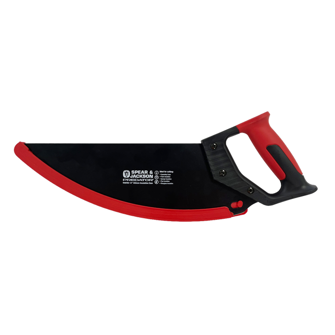 Insulation saw with durable carbon steel curved blade and ergonomic red and black handle designed for smooth cutting of foam and insulation materials, ideal for Farm, Garden & Tool and Hand Tools and Hardware collections.