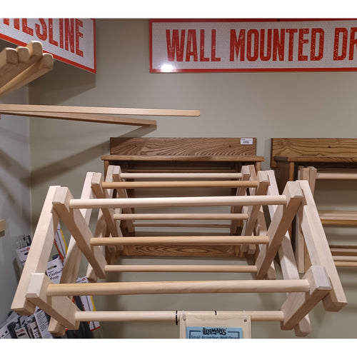 Handcrafted Amish made wooden accordion-style wall dryer with multiple drying rods, designed for efficient drying and display in Home & Decor, Laundry Supplies, and USA Made collections.