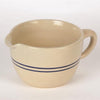 Handcrafted durable stoneware batter bowl with classic blue stripes and pouring spout, made in USA, ideal for Kitchen & Food, Cookware, Baking Supplies, and Best Sellers collections.