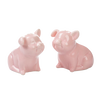 Pair of handcrafted porcelain pig salt and pepper shakers in glossy pink, featuring curly tails, perfect for Kitchen & Food, Dinnerware, and Best Sellers collections.