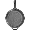 Handcrafted cast iron skillet with embossed American flag and "Made in America" text, featuring unmatched heat retention, perfect for Kitchen & Food, Cookware, Cast Iron, USA Made collections.