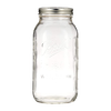 Clear wide-mouth half-gallon glass jar with metal lid and band, made in USA, ideal for kitchen food preservation, canning, crafts, and part of best sellers and canning collections.