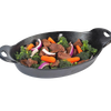 Cast iron oval mini server filled with cooked beef, broccoli florets, baby carrots, and sliced red onions, ideal for Kitchen & Food, Cast Iron, Cookware, and USA Made collections.