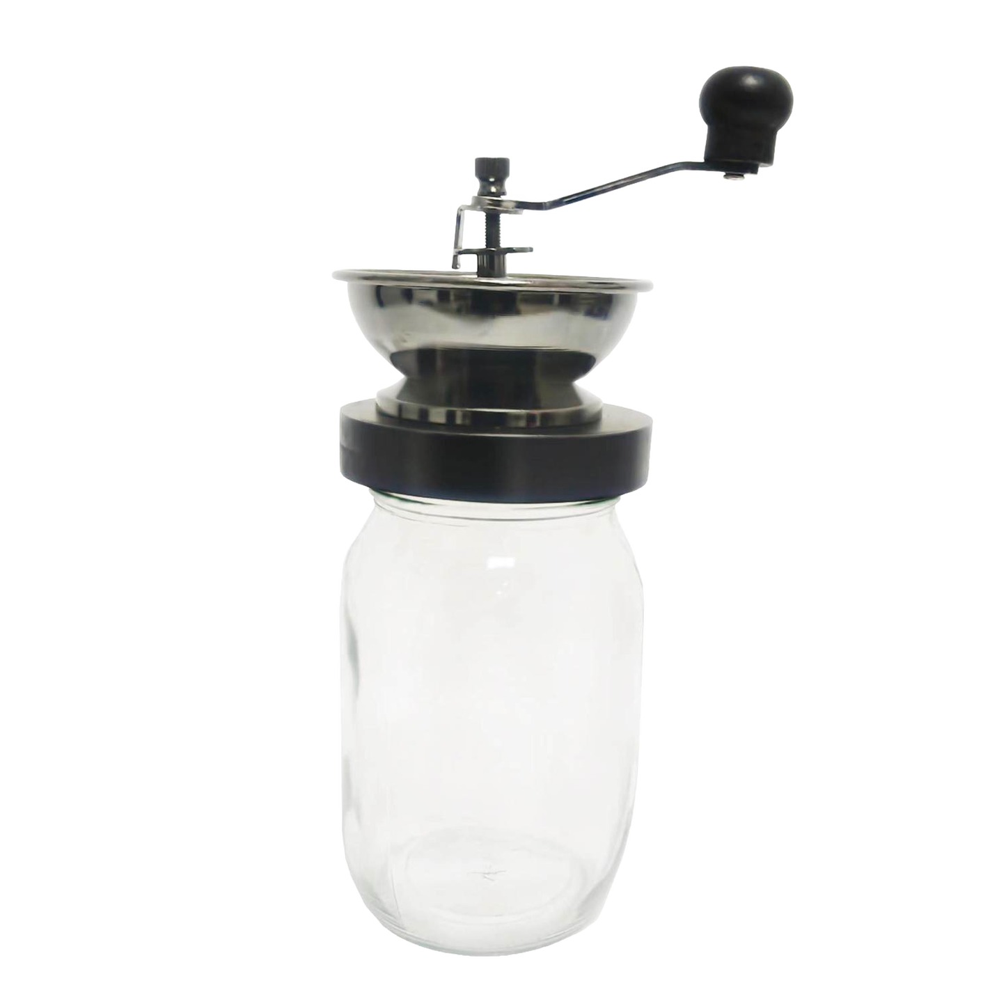 Handcrafted Amish-made mason jar coffee grinder with a ceramic burr and hand crank, designed for consistent fresh grinding, ideal for Kitchen & Food, Brewing Coffee and Tea, Kitchen Gadgets, and Best Sellers collections.