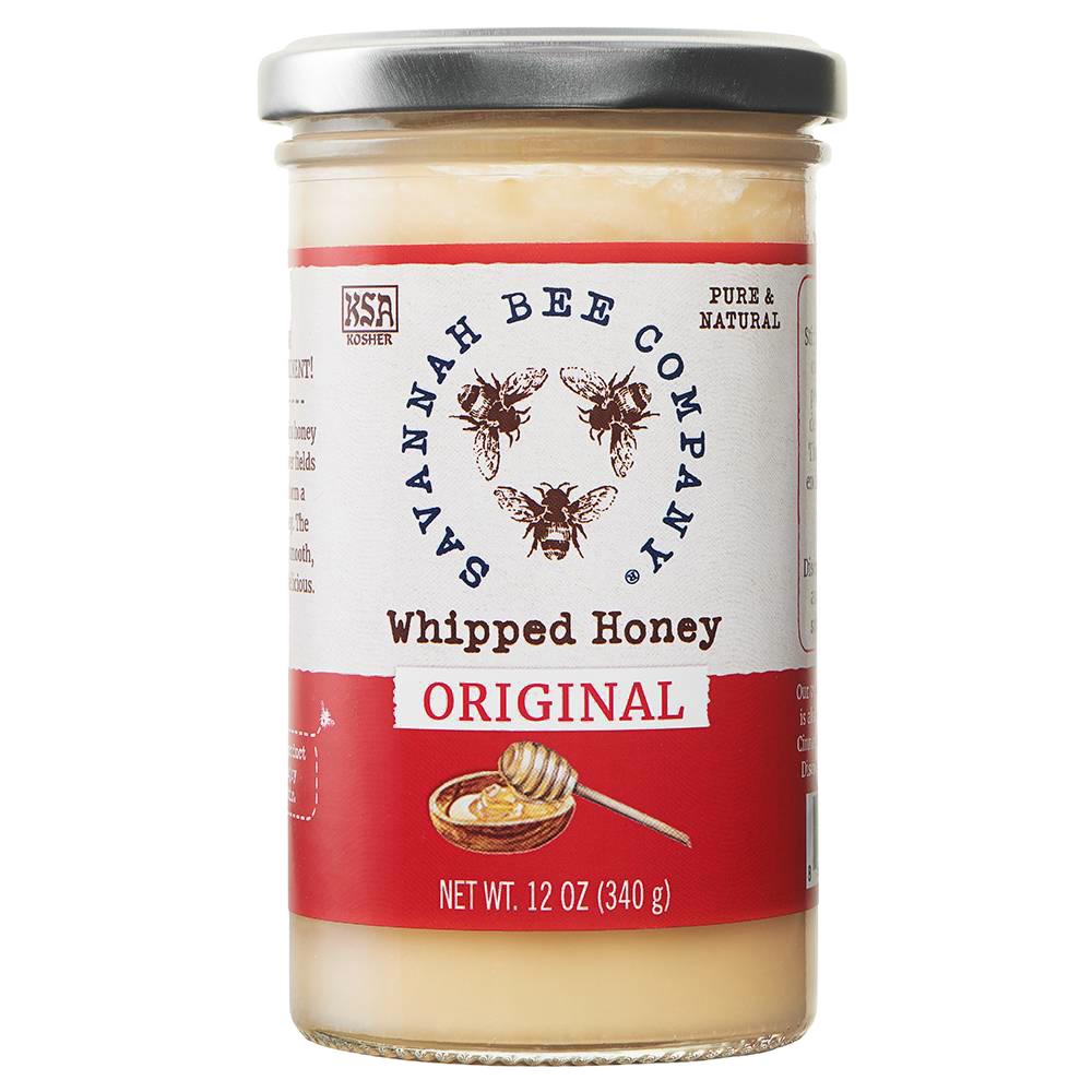 Jar of handcrafted original whipped honey with creamy, smooth texture in packaging labeled pure and natural, perfect for Kitchen & Food, Pantry, and Best Sellers collections.
