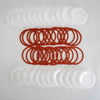 Set of reusable regular-sized canning jar lids and red sealing rings, handcrafted and made in USA, ideal for Kitchen & Food, Food Preservation, and Canning collections.