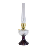 Handcrafted oil lamp featuring a clear glass bowl over an amethyst glass pedestal with brass burner, designed for lamps & lighting, oil lamps, and table lamps collections.