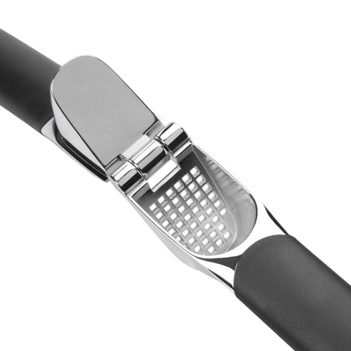 Garlic press with large stainless steel chamber and soft, non-slip handles designed for comfortable crushing, ideal for Kitchen & Food, Kitchen Gadgets, and Cooking and Baking Helpers collections.