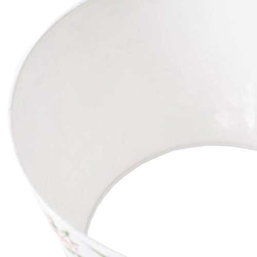 Shatterproof white parchment lamp shade with subtle festive holly and berry pattern, designed to soften light for Aladdin lamps, featured in Lamps & Lighting and Best Sellers.