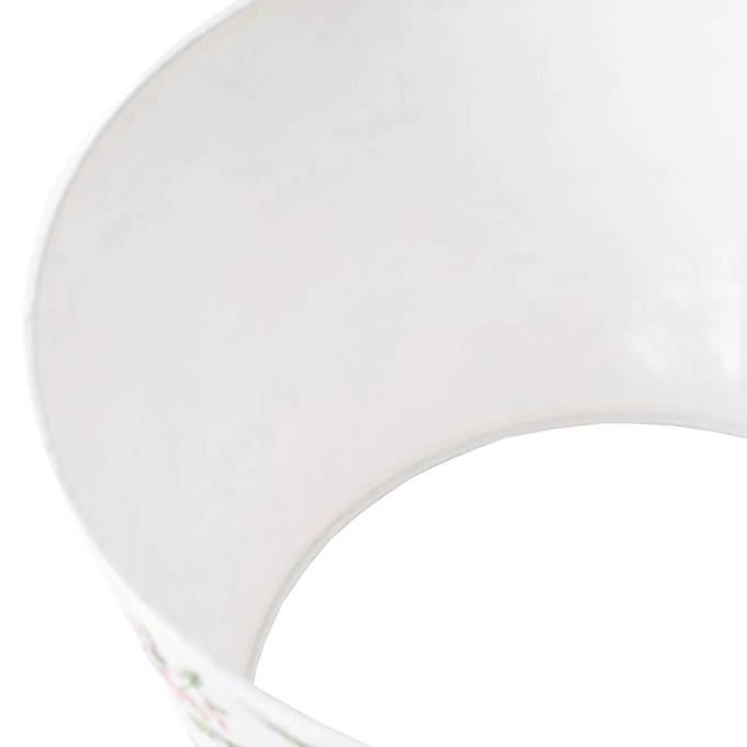 Shatterproof white parchment lamp shade with subtle festive holly and berry pattern, designed to soften light for Aladdin lamps, featured in Lamps & Lighting and Best Sellers.