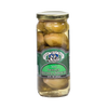 Clear glass jar filled with mild pickled brussels sprouts in light brine, featuring a green label and gold metal lid, ideal for Kitchen & Food, Pantry, USA Made, Best Sellers collections.