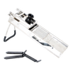 Stainless steel mandoline veggie slicer with black safety holder and interchangeable blades, designed for efficient food prep in Kitchen & Food and Cooking Helpers collections.