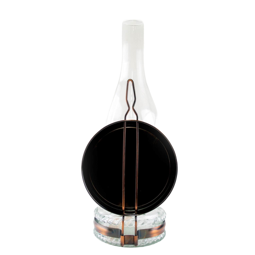 Handcrafted reflector oil lamp featuring a clear glass base, removable mirror reflector, and tall glass chimney, perfect for Lamps & Lighting, Oil Lamps, Wall Lamps, and Best Sellers collections.