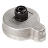 Aluminum 4-inch well cap with a central black nylon gripper for securing pumps, designed for durable mounting in water pump and appliance setups, handcrafted in USA.