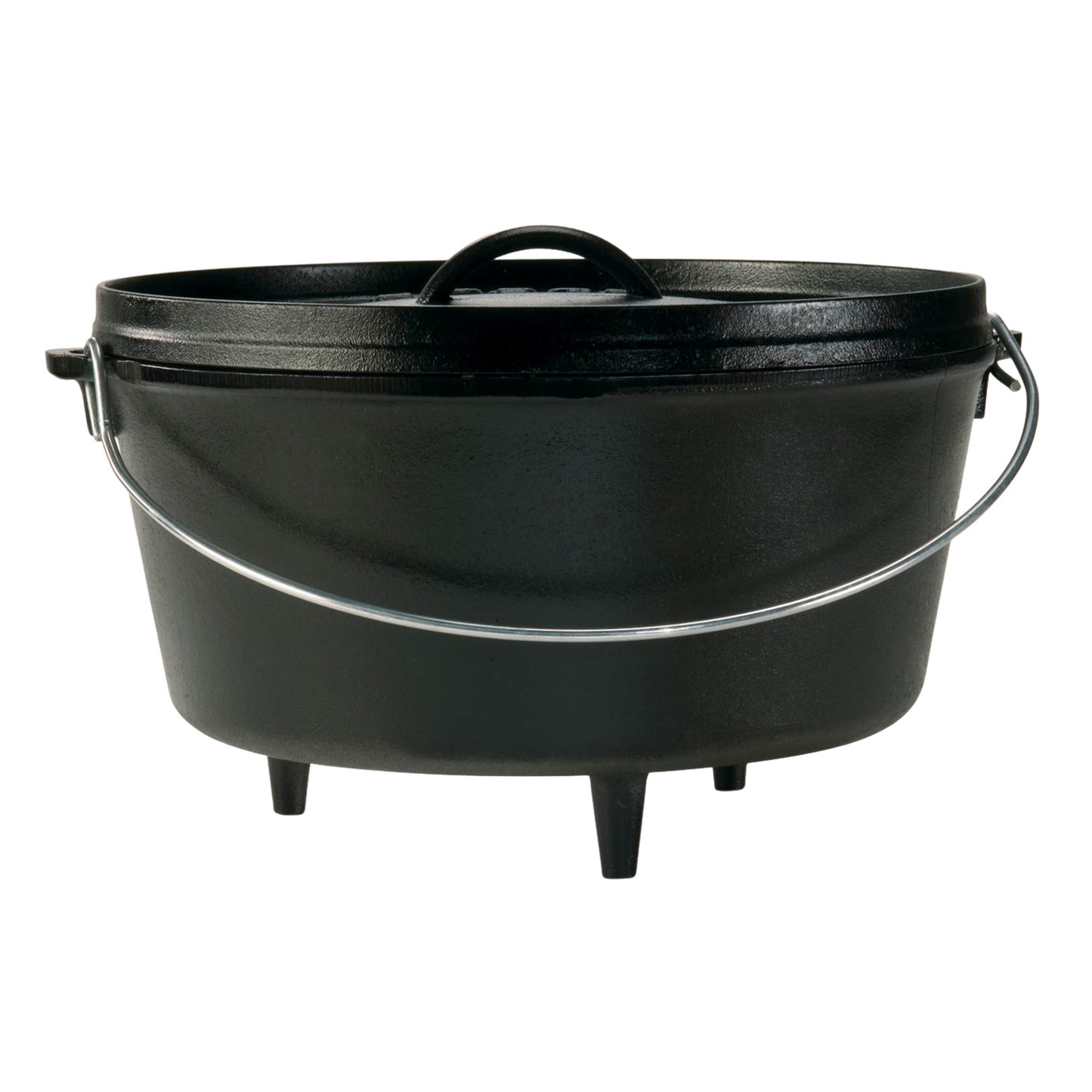 Heavy-duty cast iron camp Dutch oven with built-in legs, metal bail handle, and tight-fitting lid, handcrafted and made in USA; ideal for Farm, Garden & Tool, Camping, Cast Iron, Best Sellers, and Promo Eligible collections.