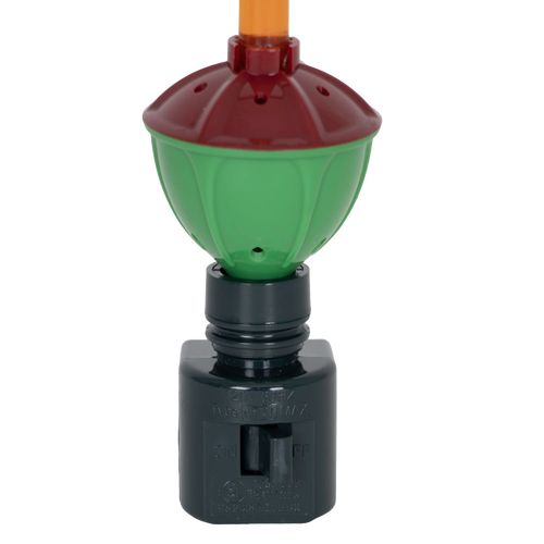 Classic bubble light nightlight with green and red porcelain top and plastic swivel plug, designed to cast a warm holiday glow, ideal for Home & Decor, Holiday Decor, and Best Sellers.