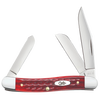 Traditional handcrafted pocket knife featuring three stainless steel blades and a textured old red bone handle, made in USA, ideal for Farm, Garden & Tool and Knives & Axes collections.