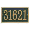 Green and gold rectangular custom address plaque with raised numbers, handcrafted and made in USA, ideal for enhancing curb appeal in Home & Decor and Mailboxes collections.