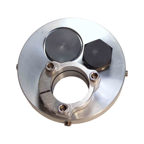 Metal non-pitless well cap featuring a 1-3/4" split flange and threaded PVC plug, made in the USA for secure connection with submersible pumps, included in USA Made, Water Pumps, Deep Well Pumps, and Best Sellers collections.