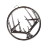 Round enamel trivet featuring an antler design with a glossy finish, built-in hanger, and rubber feet, suitable for Kitchen & Food, Dinnerware, Storage and Serving, Best Sellers, and Promo Eligible collections.