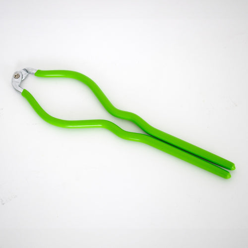 Handcrafted green vinyl-handled jar lifter with bent metal gripping arms designed for safe and slip-resistant use in Kitchen & Food, Food Preservation, and Canning collections.