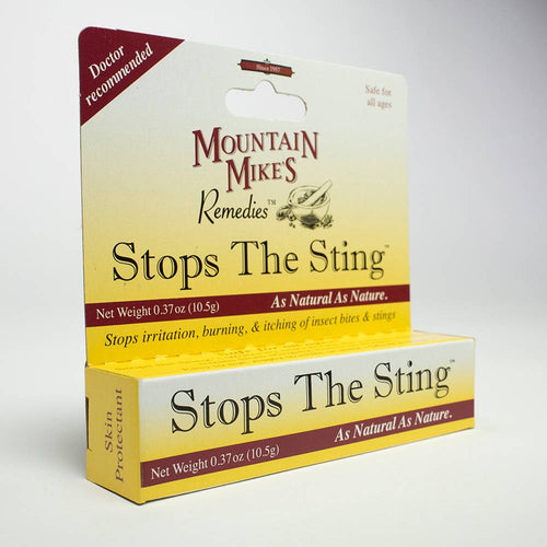 Boxed natural remedy ointment for soothing insect bites and stings, labeled as doctor recommended and safe for all ages, featured in Health & Wellness and USA Made collections.