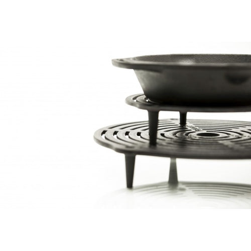 Stackable cast iron grate with elevated legs allowing multi-level cooking and balanced heat distribution, ideal for Farm, Garden & Tool, Kitchen & Food, Camping, Cookware, Cast Iron, Best Sellers, and Promo Eligible collections.