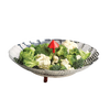 Stainless steel umbrella-style vegetable steamer basket with red handle, holding fresh broccoli and cauliflower, ideal for Kitchen & Food, Cookware, and Cooking Helpers collections.
