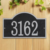 Handcrafted black and silver arched rectangle address plaque displaying house number 3162, adds curb appeal, made in USA, ideal for Home & Decor and Mailboxes and Address Signs collections.