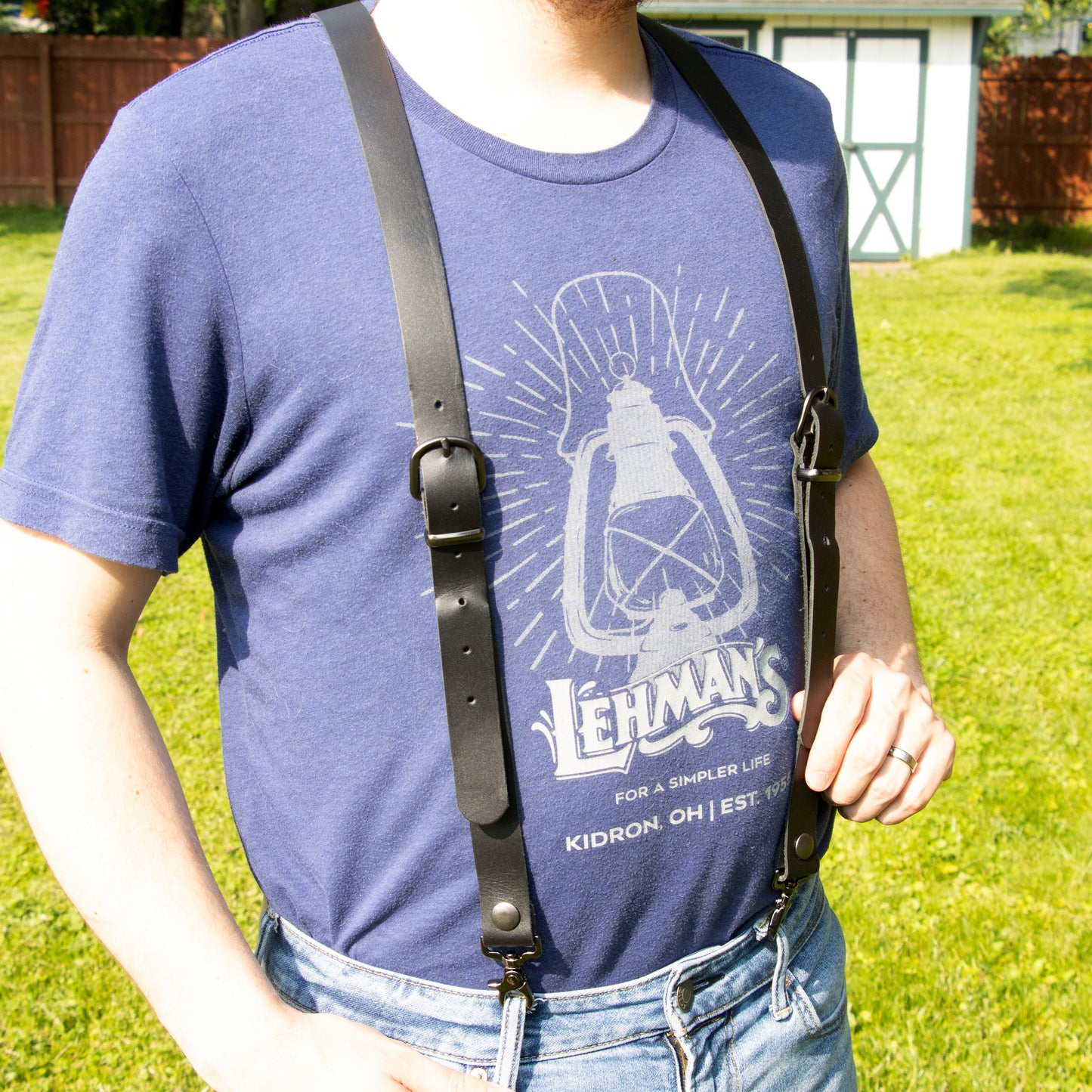 Amish-Made Leather Suspenders with Trigger Snaps