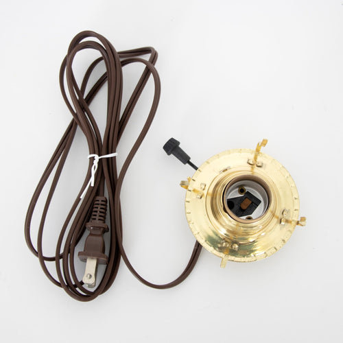 Handcrafted brass plated electrified burner with removable screw-on collar, UL listed 6 ft. brown cord, fits most #2 collars, ideal for Lamps & Lighting, Parts and Accessories, and Electric Conversion collections.