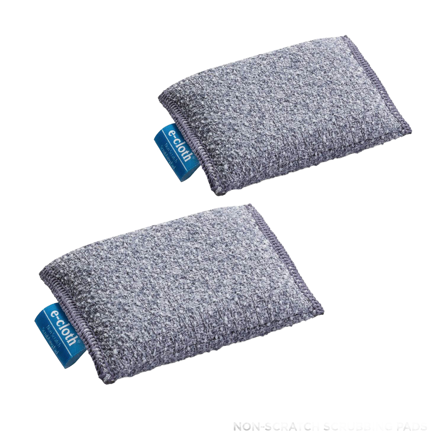 Two gray microfiber cleaning cloths with textured surfaces and blue fabric tags, designed for chemical-free cleaning, ideal for Home & Decor, Household Cleaning, Cleaning Utensils and Gadgets, Best Sellers, and Promo Eligible collections.