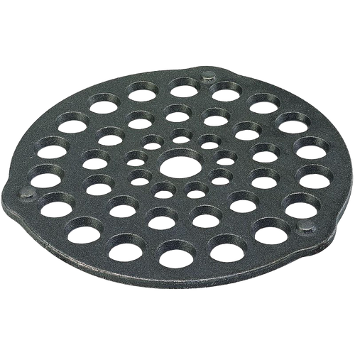 Handcrafted cast iron meat rack trivet with multiple holes to prevent scorching, designed for use in Dutch ovens, featured in Kitchen & Food, Cookware, Cast Iron, USA Made, Best Sellers collections.