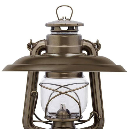 Handcrafted steel reflector in brown finish designed to direct Feuerhand lantern light downward, reducing glare and protecting the glass, featured in Lamps & Lighting, Emergency Supplies, Oil Lamps, Best Sellers, and Promo Eligible collections.