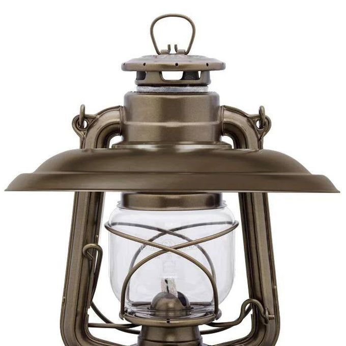 Handcrafted steel reflector in brown finish designed to direct Feuerhand lantern light downward, reducing glare and protecting the glass, featured in Lamps & Lighting, Emergency Supplies, Oil Lamps, Best Sellers, and Promo Eligible collections.