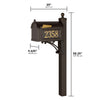 Handcrafted bronze and gold mailbox with personalized street numbers mounted on a decorative post, enhancing curb appeal, made in USA for Home & Decor and Mailboxes collections.