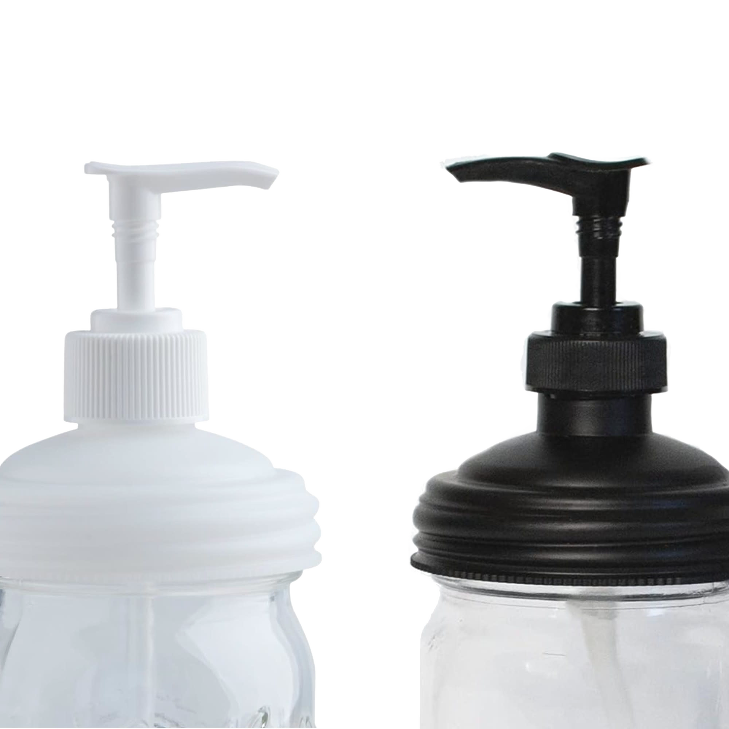 Set of reusable pump lids in black and white designed to fit regular-mouth jars, crafted for durability and eco-friendly use, ideal for Health & Wellness and Home & Decor collections.