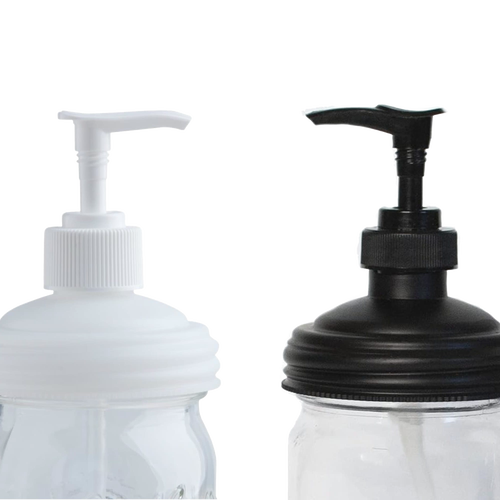 Set of reusable pump lids in black and white designed to fit regular-mouth jars, crafted for durability and eco-friendly use, ideal for Health & Wellness and Home & Decor collections.