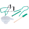 Five-piece canning tool set including a wide-mouth jar funnel, jar lifter, lid lifter and magnetic wand, bubble remover with ruler, made for Kitchen & Food and Canning collections.